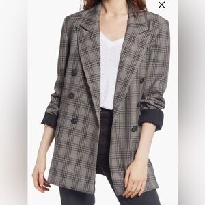 Free People Ashby Plaid Double Breasted Blazer size M